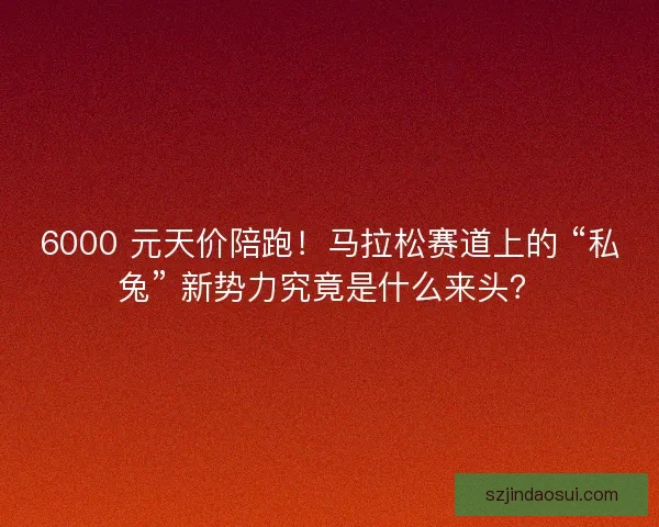 6000 元天价陪跑！马拉松赛道上的 “私兔” 新势力究竟是什么来头？