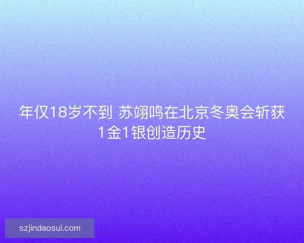 年仅18岁不到 苏翊鸣在北京冬奥会斩获1金1银创造历史