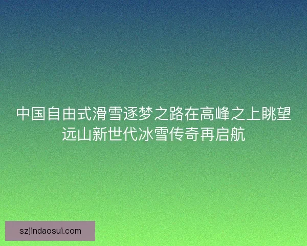 中国自由式滑雪逐梦之路在高峰之上眺望远山新世代冰雪传奇再启航